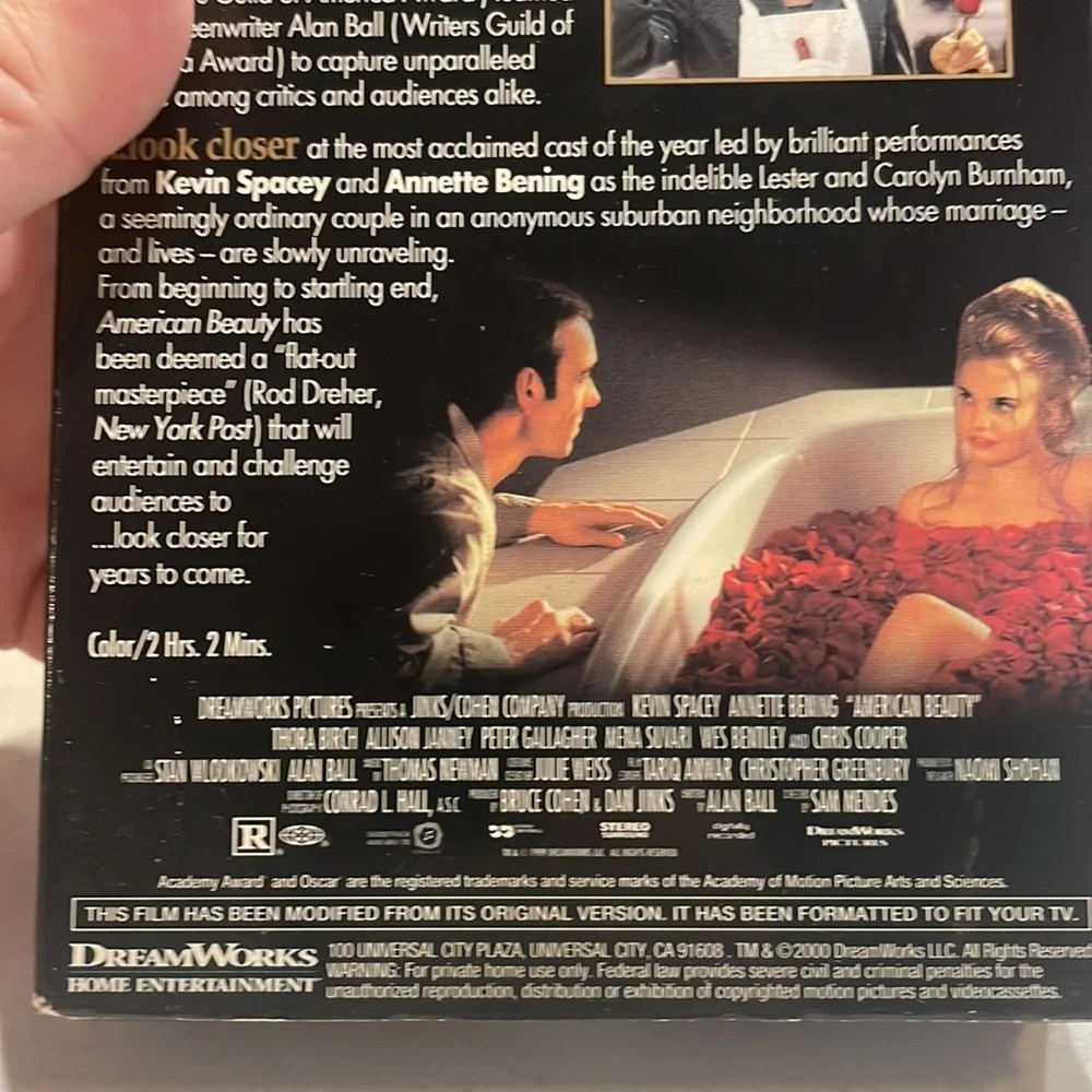 American Beauty VHS 1st Release Bought From Blockbuster Label Says 1/15/2001 - Picture 4 of 4